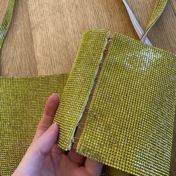 Nué Women's Yellow Crystal Embellished Charlotte Cropped Top - Picture 6 of 7